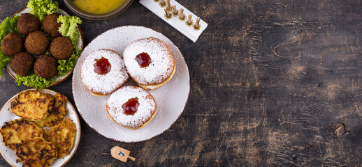 Traditional Jewish holiday Hanukkah food.