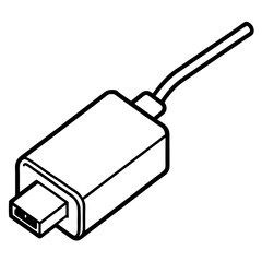 Minimalist USB-C Adapter Line Art Vector Design