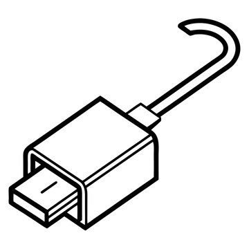 black and white usb cable hook clip art preview
