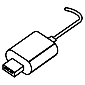 usb-c cable black outline clip art preview