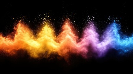 Naklejka premium Abstract colorful powder explosion on black background.