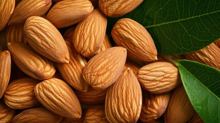 Fototapeta premium Close-up of Almonds: A Nutritious and Delicious Snack