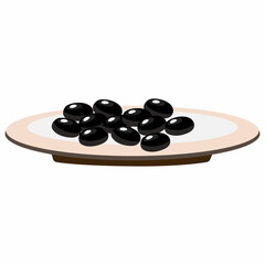 Kuromame - sweet black soybeans on a plate. Japanese food for New Year.