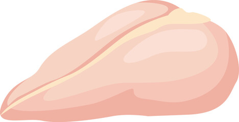 Fresh raw chicken breast fillet resting on a white background, featuring a simple vector illustration of poultry meat, serving as a versatile ingredient for various cooking needs