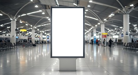Blank advertising billboard at airport, mockup poster media template ads display