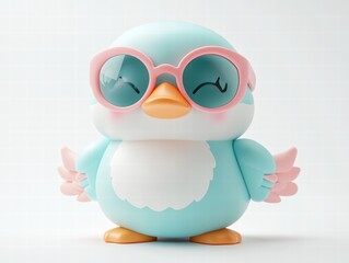 Obraz premium Cute pastel toy model duck in sunglasses playful scene adorable figure bright environment