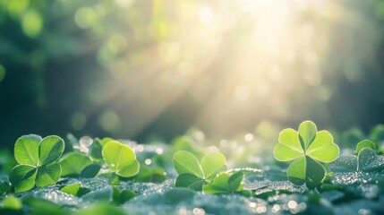 Obraz premium Radiant Clover in the Morning Sunlight