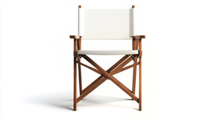 Elegant Wooden Folding Chair with a White Seat