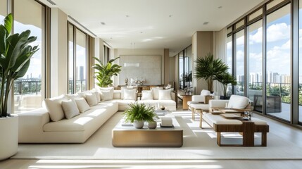Fototapeta premium Stunning Modern Luxury Living Room Design with Panoramic Views