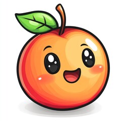 Obraz premium Cute cartoon apple character with a happy expression.