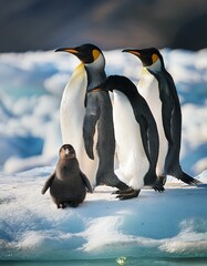 Obraz premium emperor penguin family, AI generated