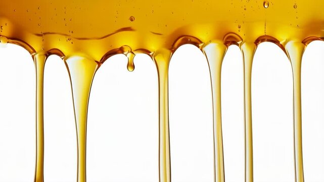 Sunflower oil dripping over white background