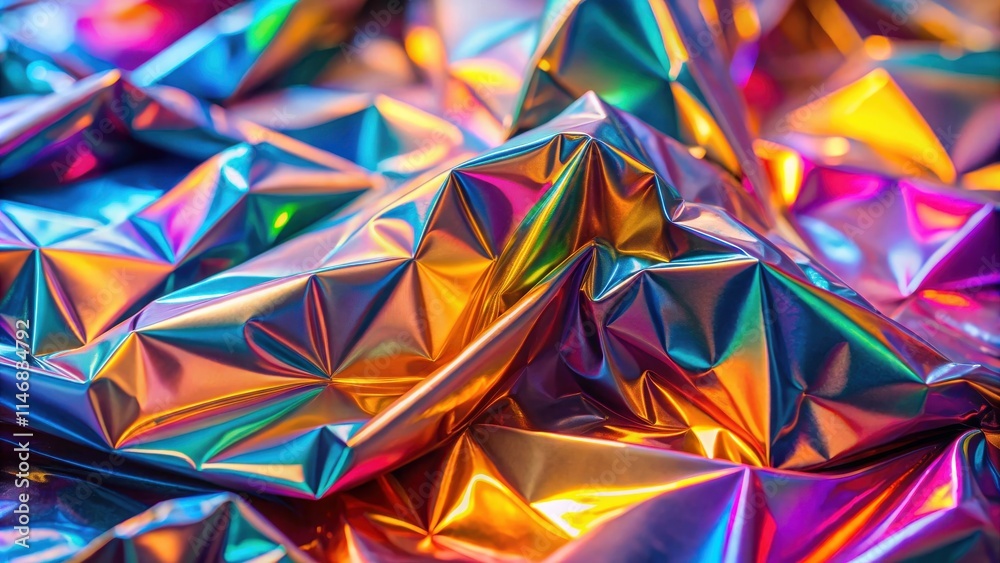 Aufkleber Abstract iridescent holographic surface with a rainbow spectrum of colors, creating a mesmerizing interplay of light and texture.