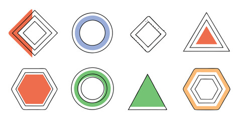 Different set of geometric shapes. Memphis design retro elements. Collection trendy halftone geometric shapes. trends designs and vintage graphics design element collection. vector file easily used.