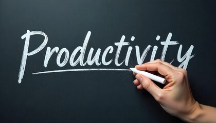 Fototapeta premium Hand holding white chalk writing 