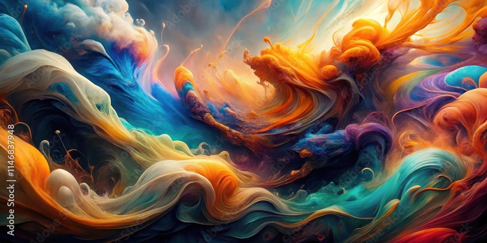 Aufkleber A swirling abstract composition of vibrant colors, each hue dancing with intricate details, creating a mesmerizing and dynamic visual experience.