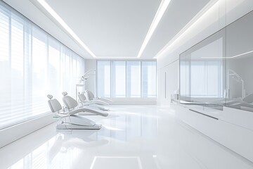 Sleek and Modern Dental Office Interior Design with Advanced Equipment and Bright Lighting