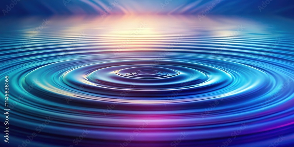 Poster a single drop of water creates a mesmerizing ripple effect on a smooth surface, a symphony of blue h