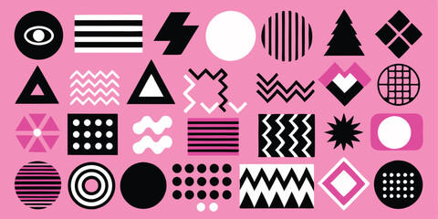 Different set of geometric shapes. Memphis design retro elements. Collection trendy halftone geometric shapes. trends designs and vintage graphics design element collection. vector file easily used.