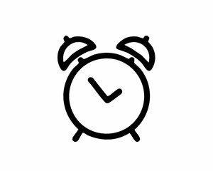 Minimalist Alarm Clock Icon - Time, Wake Up, and Schedule Symbol in Black Line Art
