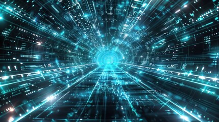 Naklejka premium Digital Tunnel: A Journey Through Cyberspace