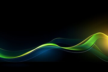 Abstract representation of sun flares in yellow and green on a deep blue background