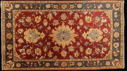 Ornate Red And Teal Floral Persian Rug Design