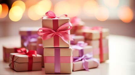 Obraz premium Stylish gifts with minimalist tech tags like smartphones and smart toys in pastel colors