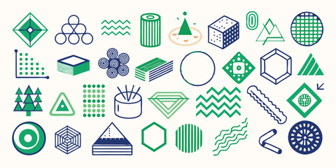 Different set of geometric shapes. Memphis design retro elements. Collection trendy halftone geometric shapes. trends designs and vintage graphics design element collection. vector file easily used.