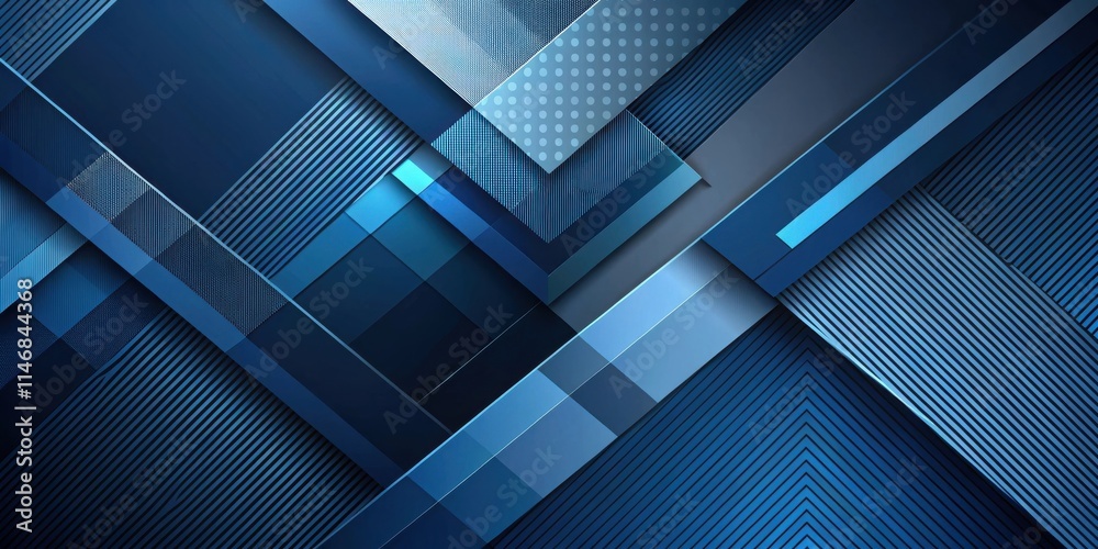 Fototapete Abstract geometric design featuring overlapping shapes in varying shades of blue, creating a dynamic and modern visual experience.
