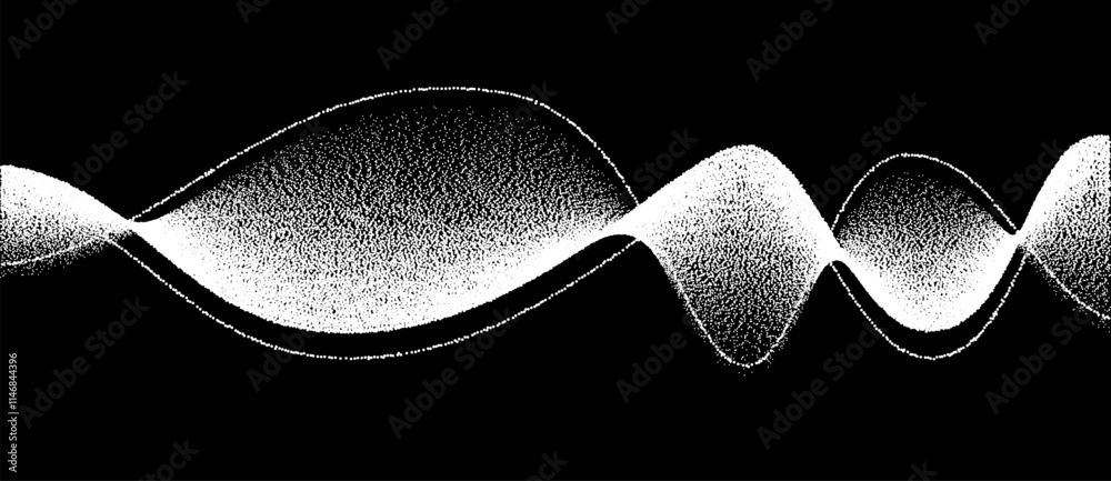 Poster Abstract art geometric background with dots. Optical illusion with waves and transition.