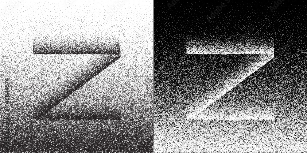 Aufkleber dotted letter z as logo or icon. retro effect with dots. illustration z generation concept. black sh