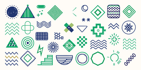 Different set of geometric shapes. Memphis design retro elements. Collection trendy halftone geometric shapes. trends designs and vintage graphics design element collection. vector file easily used.