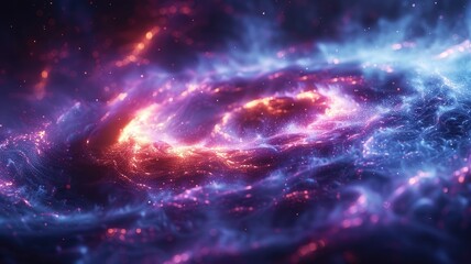 A mesmerizing image of a glowing blue object set against an ethereal cosmic background, showcasing vibrant colors and intricate patterns that evoke a sense of depth and wonder.