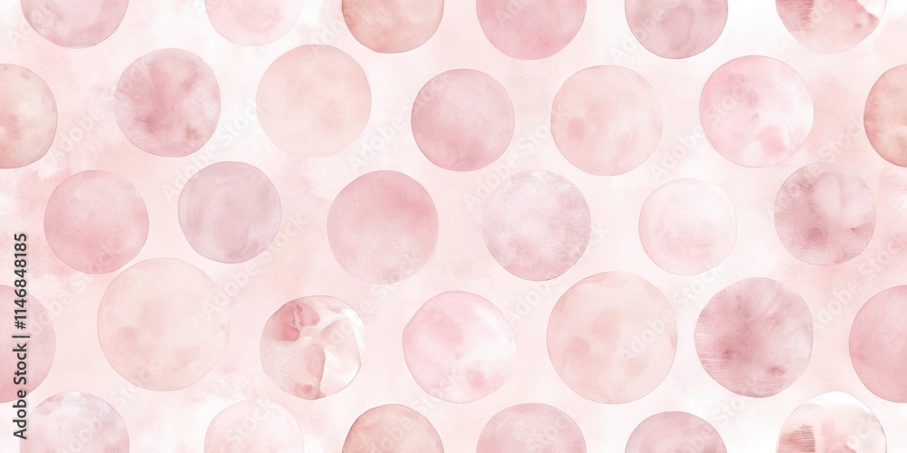 Poster A seamless pattern of abstract pink circles with a watercolor effect, creating a soft and delicate background