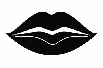 Valentines Kissing Lips Icon in Black Silhouette on White Background,14 February Valentines Day Kissing Vector Design Icon solated, symbol.