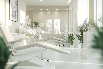 Sleek and Modern Dental Office Interior Design with Advanced Equipment and Bright Lighting