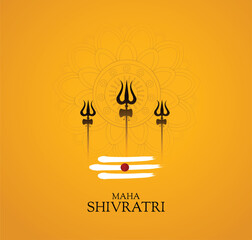 Maha Shivartri celebration vector illustration with mandala and yellow background 