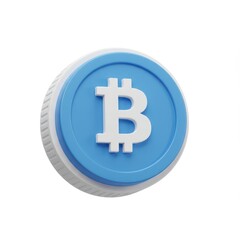 Obraz premium 3D icon of bitcoin isolated on white background with a blue and white color scheme