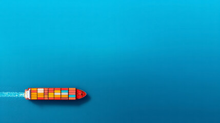 Large Cargo Ship Navigates Through Clear Blue Waters Transporting Goods to Distant Ports During a Sunny Day