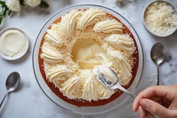 Deliciously decorated cake being served in a cozy kitchen setting. 