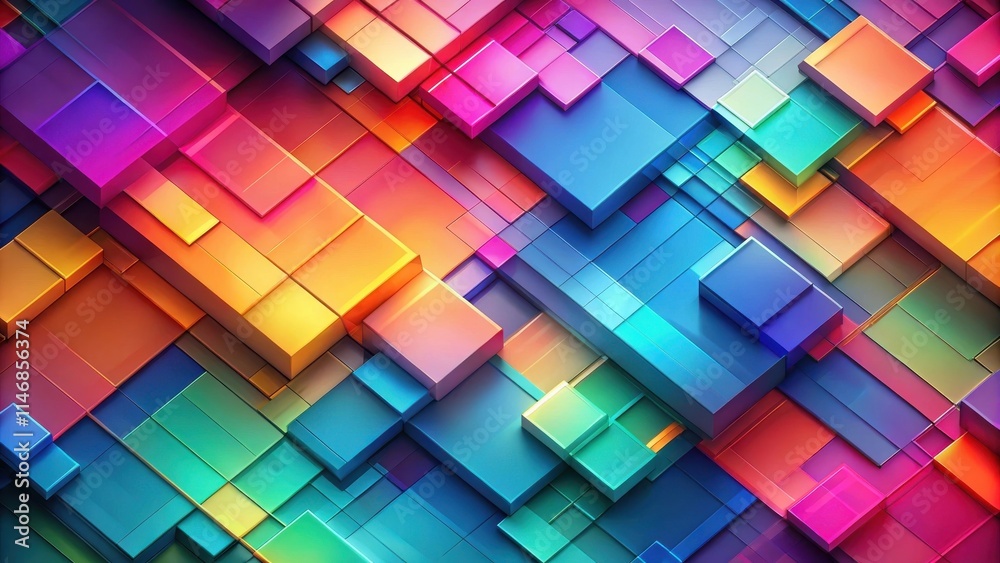 Fototapete A Colorful Abstract Composition of Interlocking Geometric Shapes Creating a Dynamic and Vibrant Visual Experience