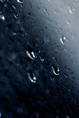 Close Up of Heavy Rain Floating Liquid Water Bubbles and Drips Black Background
