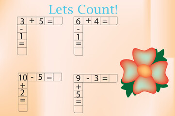 Counting the worksheet for kids. Educational game for kids.