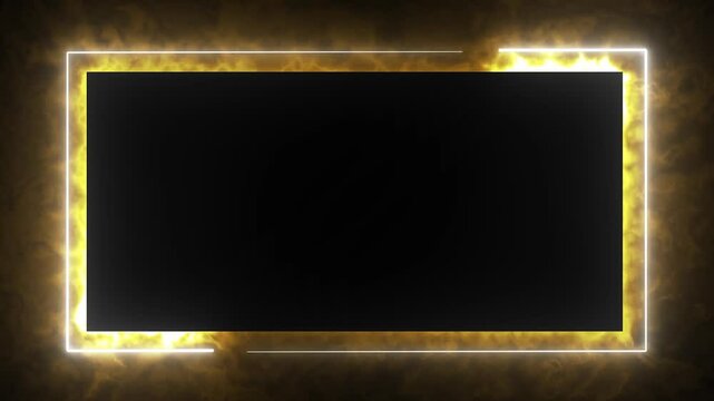 Golden neon border frame with rectangular looping motion effect.