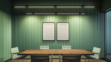 Fototapeta premium Mockup of two empty frames, modern design, mockup for advertising paintings, office