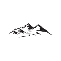 mountain silhouette vector art on white