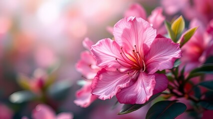 Obraz premium A vibrant pink rhododendron blooms.