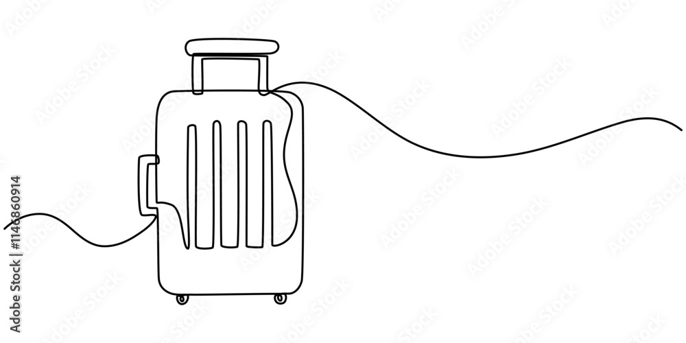 Poster suitcase one continuous line art. luggage drawing travel symbol. vector illustration hand drawn edit