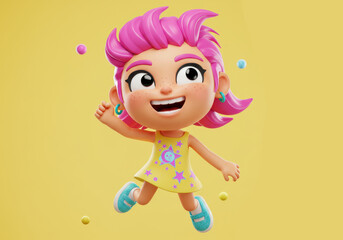 Fototapeta premium 3D rendered digital character of a cheerful young girl with a cartoonish and modern style